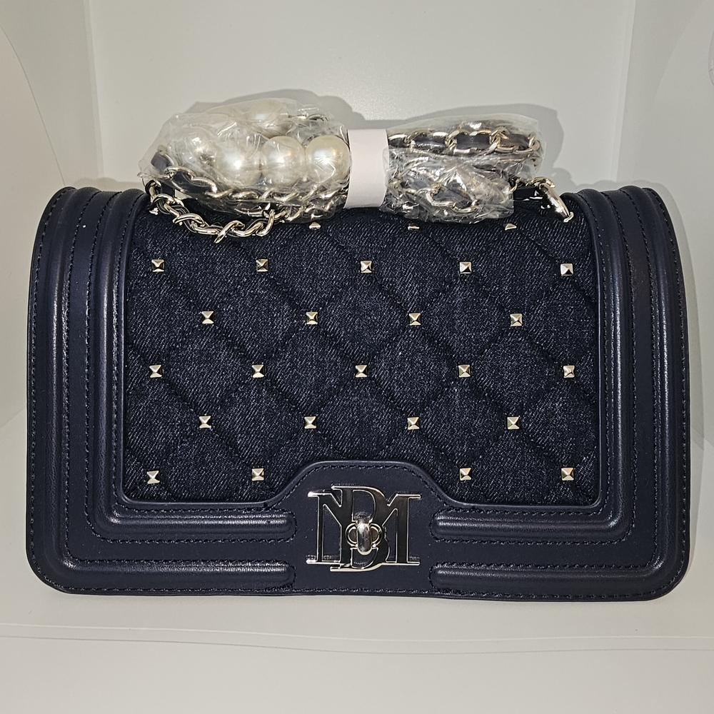 Navy Quilted Chain Shoulder Bag